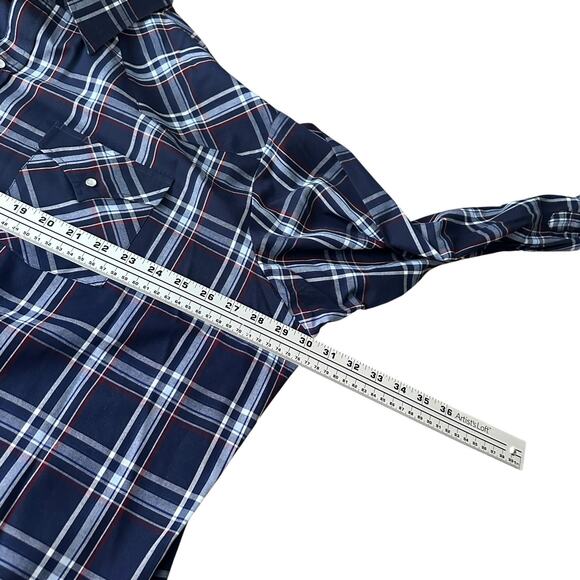 Ely Cattleman Shirt Men’s 3XLT XXXL Tall Blue Plaid Western Pearl Snap Button-Up - Picture 8 of 10